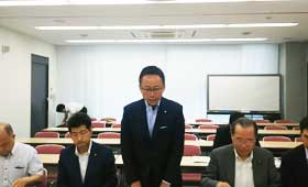 挨拶する伊藤渉愛知県公明党代表